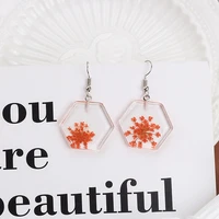 new dried flower transparent acrylic geometric resin earrings temperament all match personality earrings