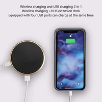 usb hub with wireless charger usb 2 0 docking station 4 x usb for iphone 12 desktop laptop mouse keyboard