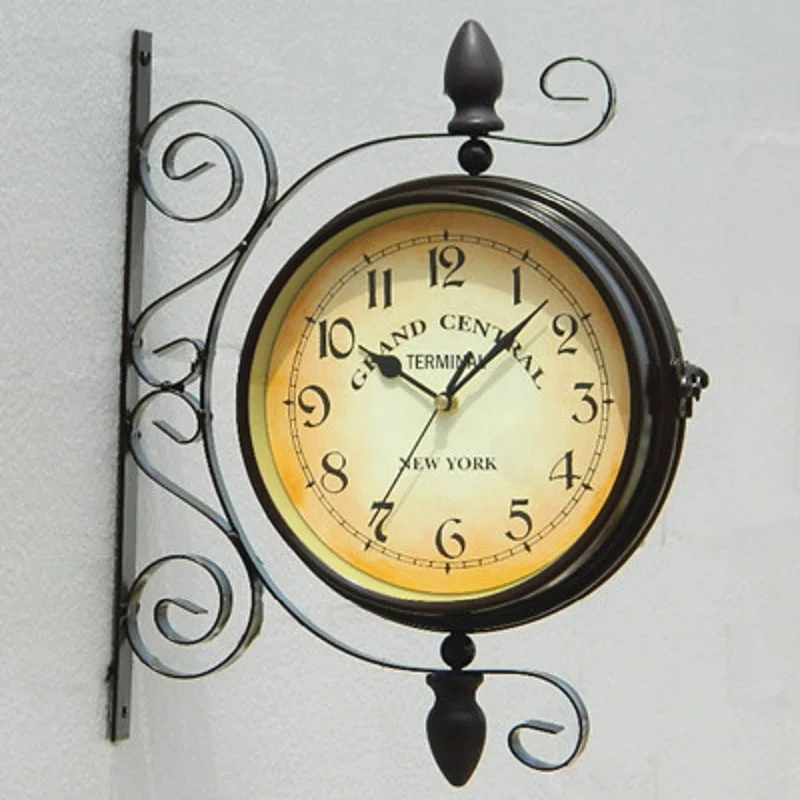 Двухсторонние настенные часы кованые цифровые Relogio De Parede Horloge Murale Saat Klok|de pared|side wall