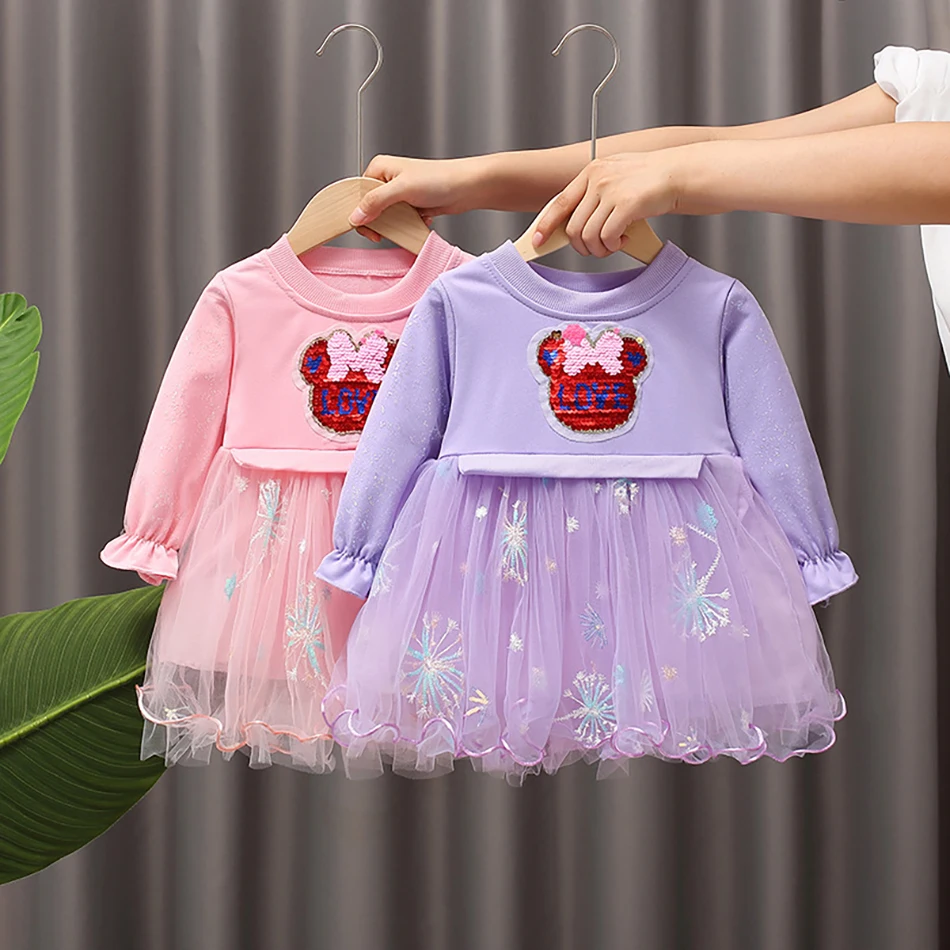 

Baby Girls Dress Mickey Minnie Out Kids Costume Princess Dress Long Sleeve Infant Children's Clothing