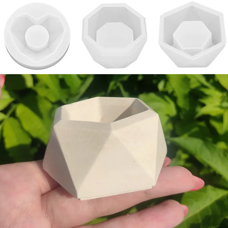 

3D Geometric Creative Flower Pot Silicone Mold Succulent Flower Pot Concrete Cement Clay Mold Handmade Candle Soap Making Mold