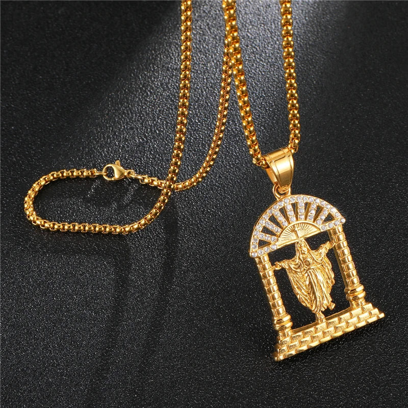 Мужское колье из нержавеющей стали с микро-паве | Украшения и аксессуары