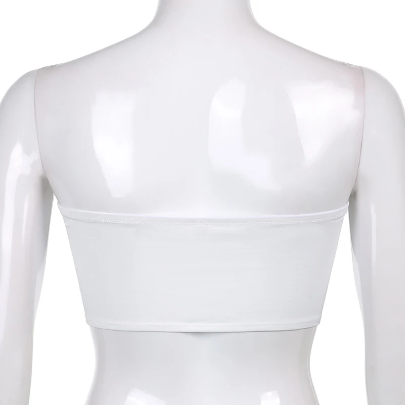 

Letter Rhinestone Summer Irregular Hem Strapless Y2k Crop Tube Tops Fashion Women 2021White Tee Backelss Shirt Party Beachwear