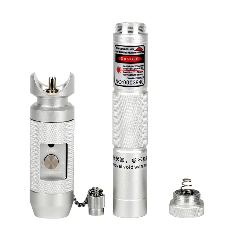 Silver 10km/20km/30km Red Light Source Fiber Tester Pen Visual Fault Locator Compliant SC ST FC Connector