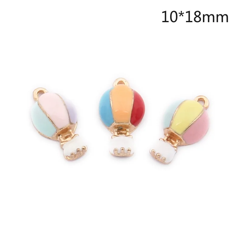 

10Pcs/Lot Enamel Cartoon Hot Air Balloon Charms Dripping Oil Children's Earrings Alloy Jewelry Finding Accessories