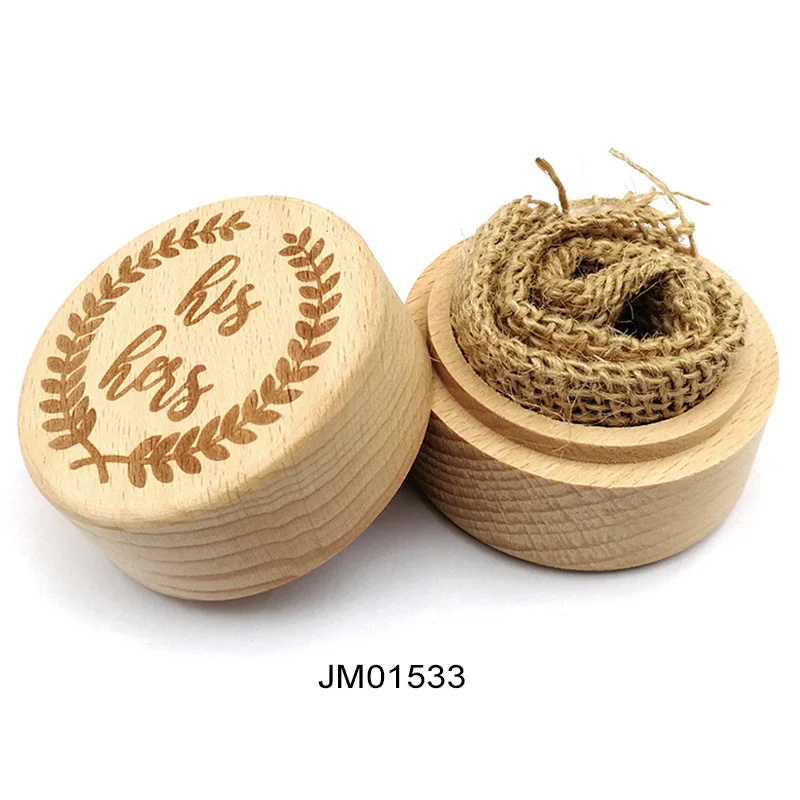 JM01533 DIY ручной работы винтажный свадебный Декор круглые кейсы для хранения бижутерии 5,2*4,2 см ожерелье серьги контейнер 1 шт деревянная коробочка для колец - Цвет: JM01533