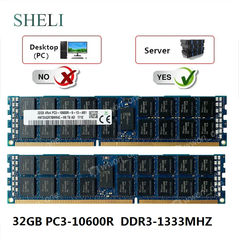 

SHELI 8GB/16GB/32GB PC3L-10600R DDR3-1333MHz RAM 240Pin RDIMM ECC Reg Server Memory