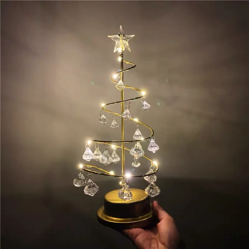 

Nordic Ins Same Vintage Christmas Tree Night Light Crystal Star Light Girl Bedroom Decorative Atmosphere Light Decoration