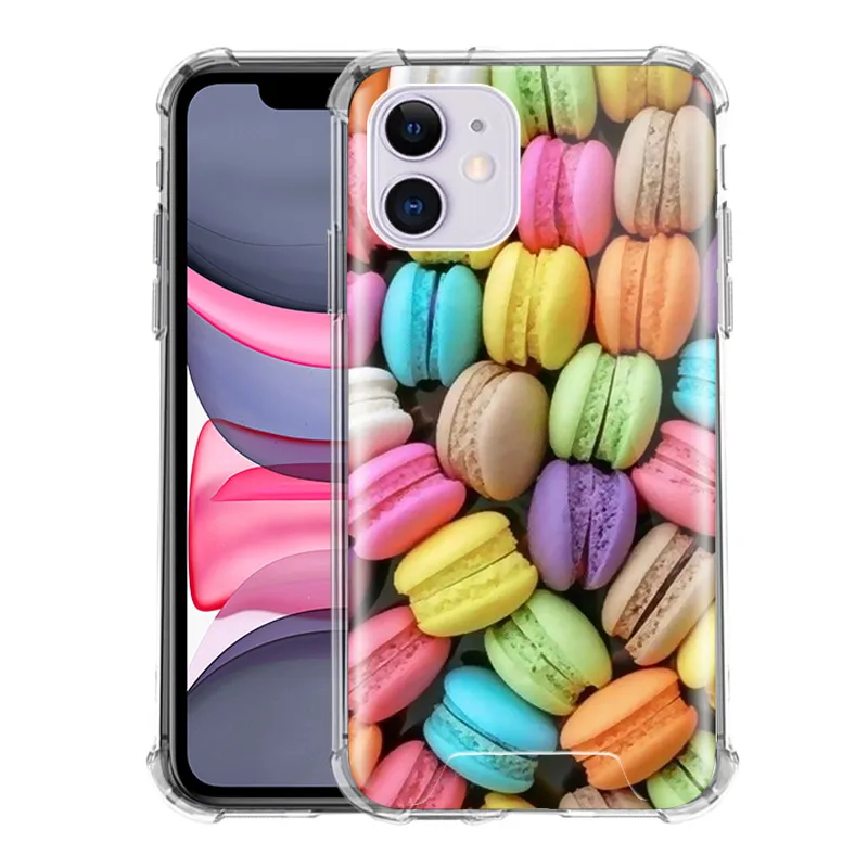 

Soft Case for iPhone 11 12 Pro Max 7 8 Plus SE 2020 XR X XS Funda 6 6S Clear Airbag Phone Cover Shell Dessert Ice Cream Macaron