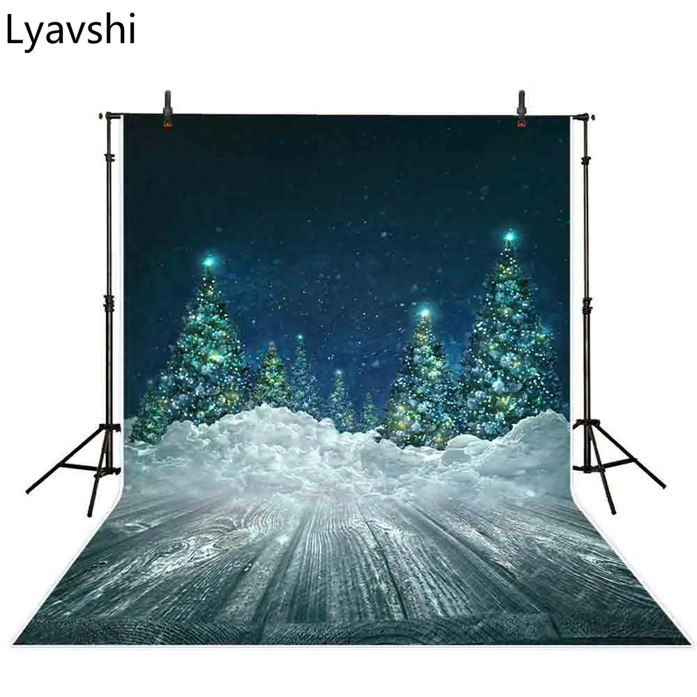 

Рождественский фон для фотосъемки Lyavshi, Блестящий Фон для фотосъемки с изображением дерева, снега, деревянного пола, ночного пола, украшение...