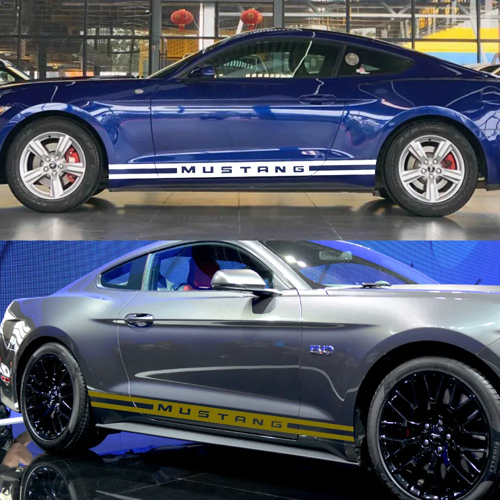 2 шт. виниловые наклейки на дверь и боковые полосы для Ford Mustang 2009-2020 GT Shelby |