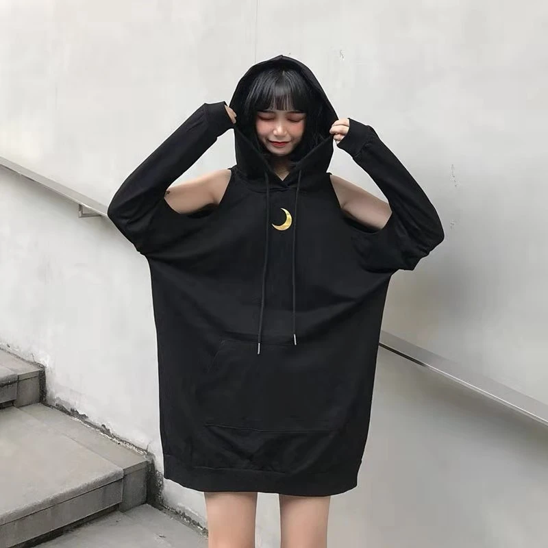 Черная серая толстовка с капюшоном оверсайз Женская Толстовка Harajuku уличная толстовка с капюшоном для женщин модная Корейская Moon Printng Толстовка для женщин