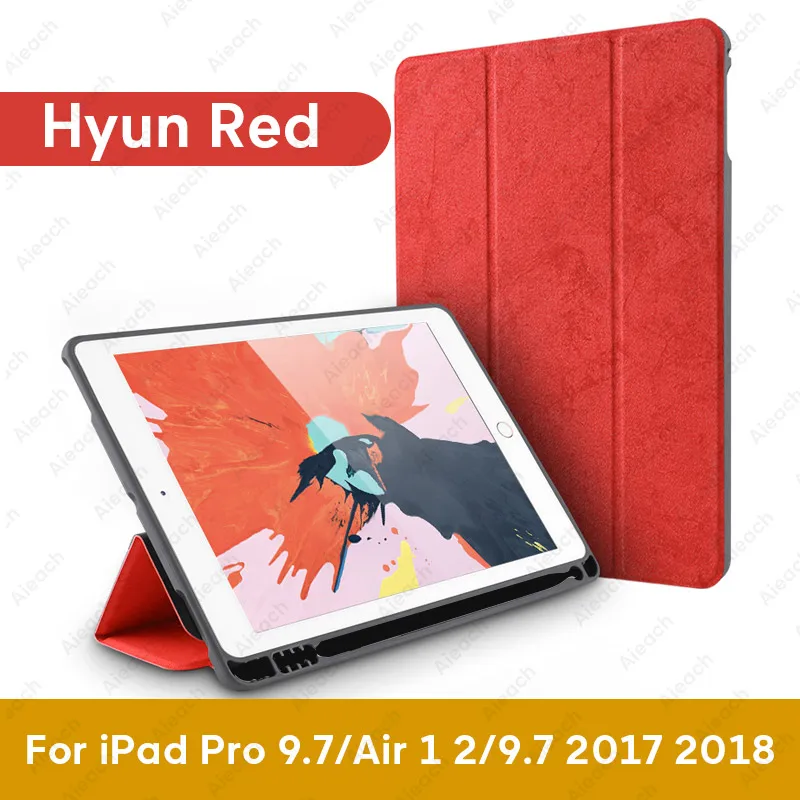 For iPad 9.7 Red 02 Чехол для iPad 9,7 10,2 чехол с держателем карандаша умный кожаный тканевый силиконовый чехол для iPad Pro 9,7 Air 1 2 - Цвет: For iPad 9.7 Red 02