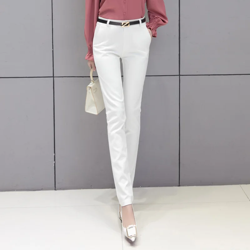 

Женские офисные брюки-карандаш, новинка весны 2022, модные тянущиеся облегающие Костюмные брюки, простые однотонные Женские рабочие брюки в К...