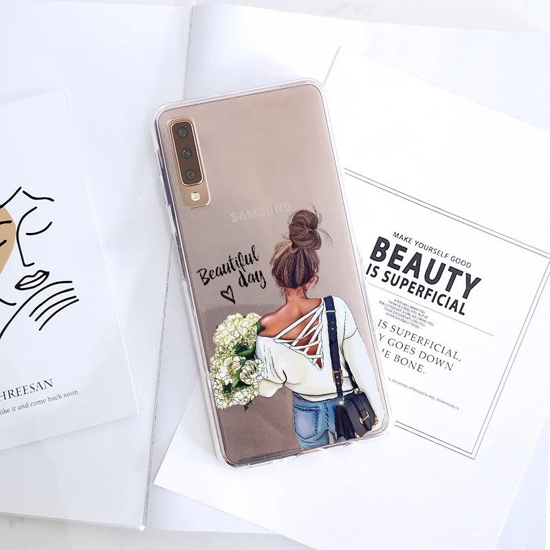 Girl Baby Women Mom Phone Case For Samsung A6 A8 Plus 2018 Soft Silicone Back Cover For Samsung Galaxy A3 A5 A7 2016 2017 2018
