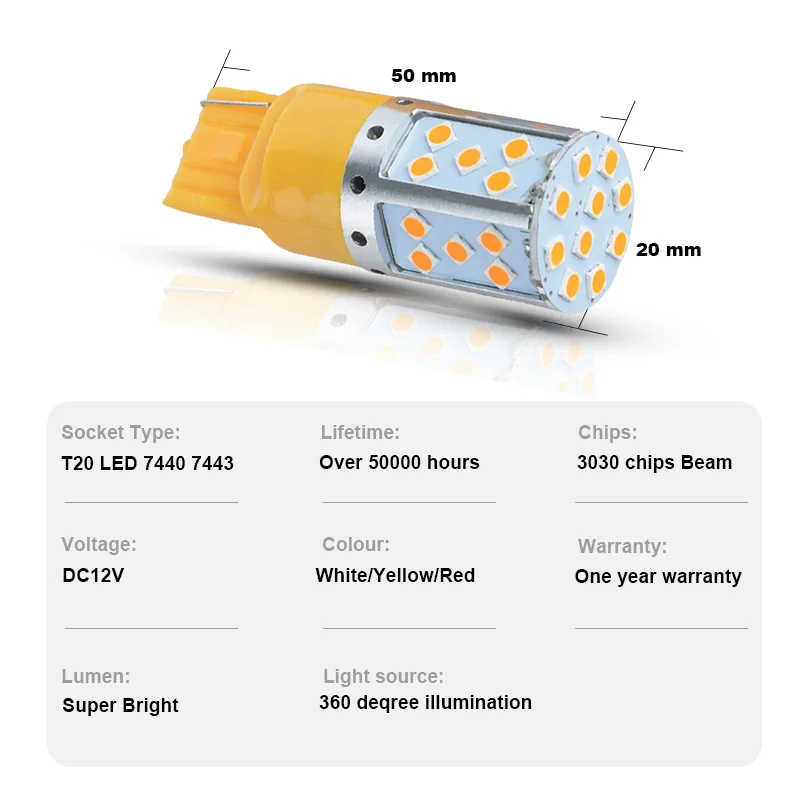 2 шт. Автомобильные светодиодные лампы T20 W21W WY21W 12 В 7440 35SMD | Автомобили и мотоциклы