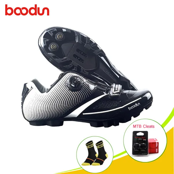 BOODUN mtb велосипедная Обувь zapatillas hombre профессиональные самозакрывающиеся велосипедные кроссовки MTB велосипедная обувь Нескользящая велосипедная Обувь Sapato - Цвет: Black with cleats