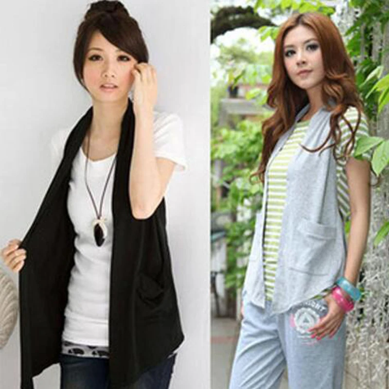 Женский облегающий Универсальный жилет черный/серый с воротником-халтер женский