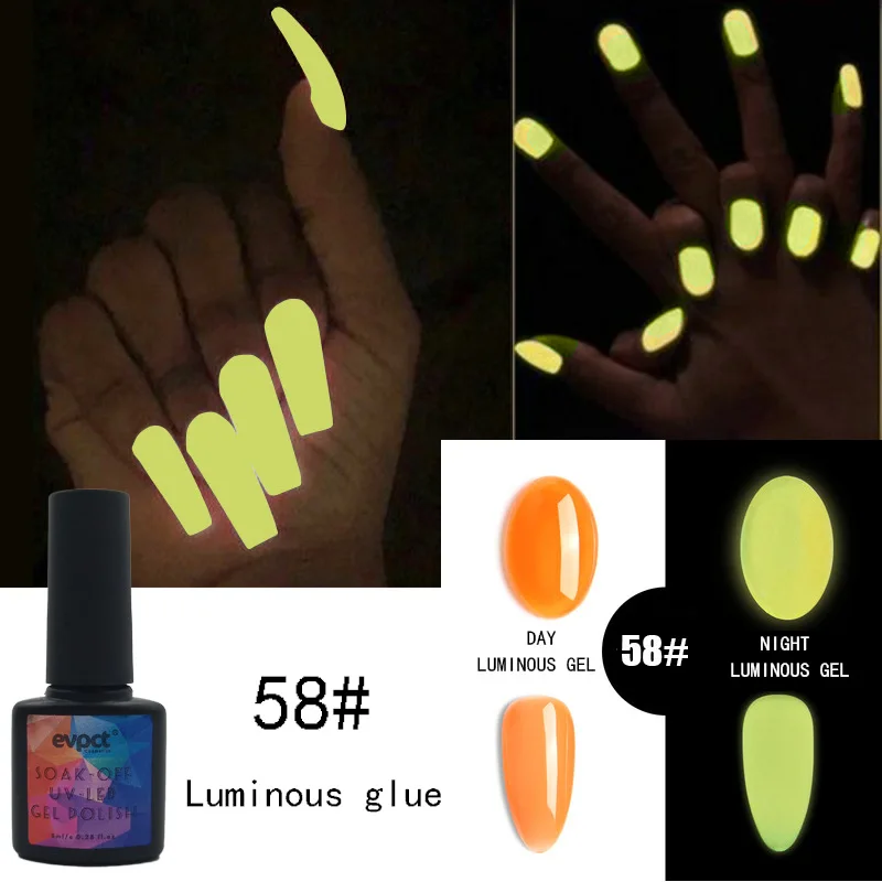 

evpct Neon Fluorescent Impregnated Luminous Nail Art Decoration Fluorescent Glitter Pigment UV Gel Polishing Design Nail Glue