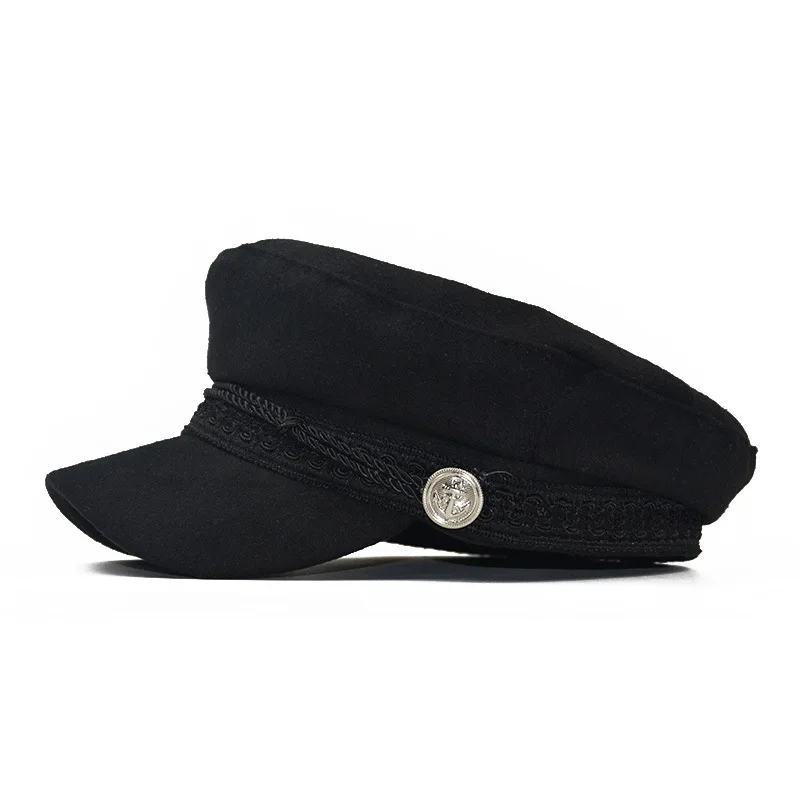 

Spring cap Autumn fashion women's wool hat British style warm retro newsboy caps military octagonal cap female visor caps