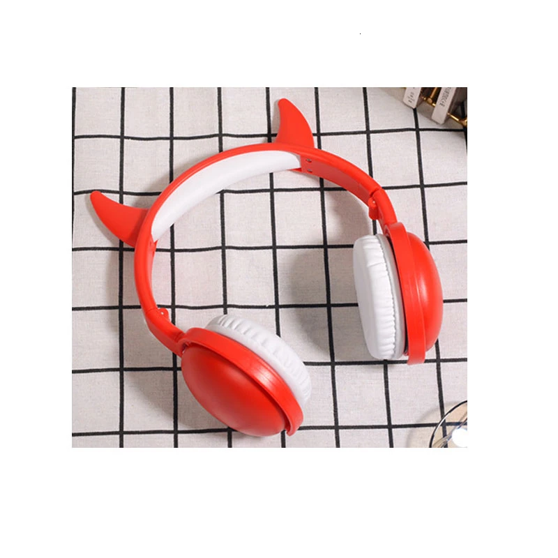 

Cut Cartoon Devil Horn Headset Bluetooth Headphone Wireless Earbuds Stereo Foldable Earphone Audio Mp3 Mic Music For Smart Phone