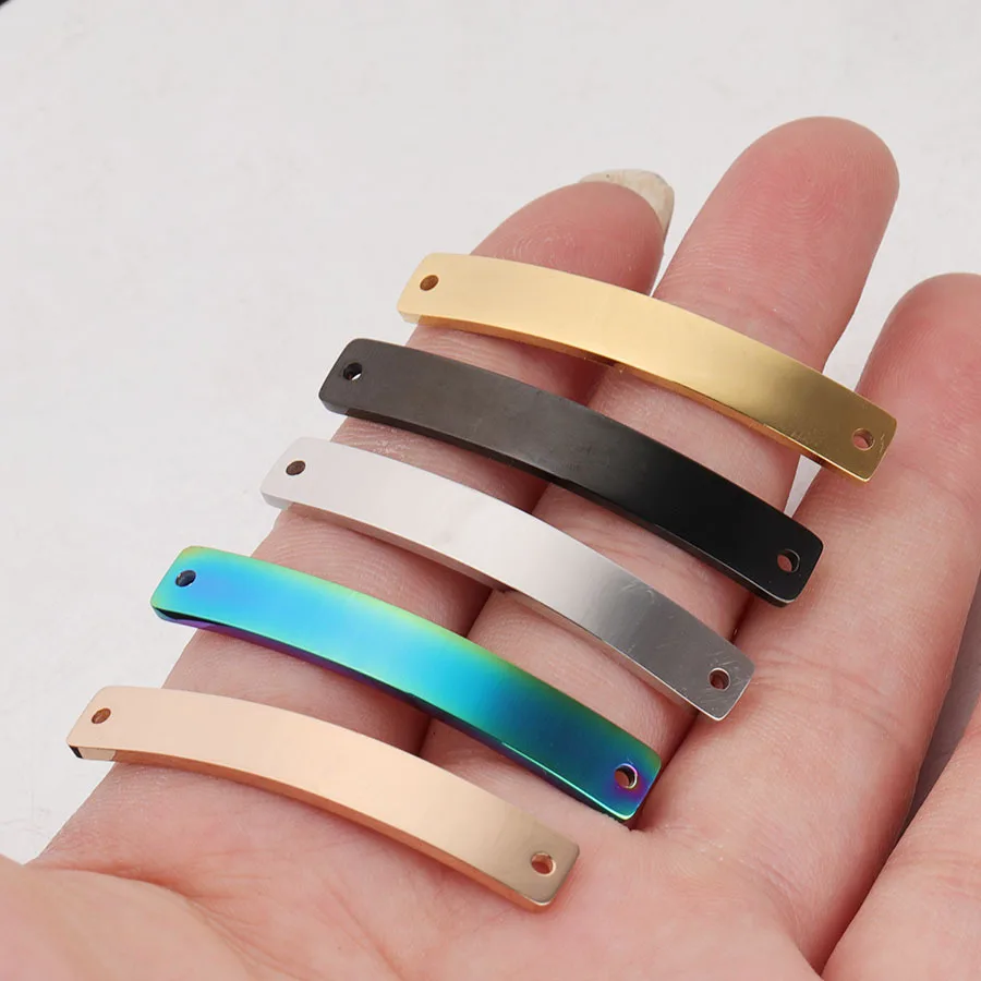 

5pcs Fashion Stainless Steel Connectors Rectangle Gold Black Curve Charms Jewelry Making DIY Bracelet Findings Charms 39 X 6mm