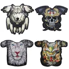Блестками большой Волчья Голова льва Череп Дракона, с нашивкой, на заднюю панель с полной защитой из Размеры курток одежда мотоциклетные байкерские Большой патч