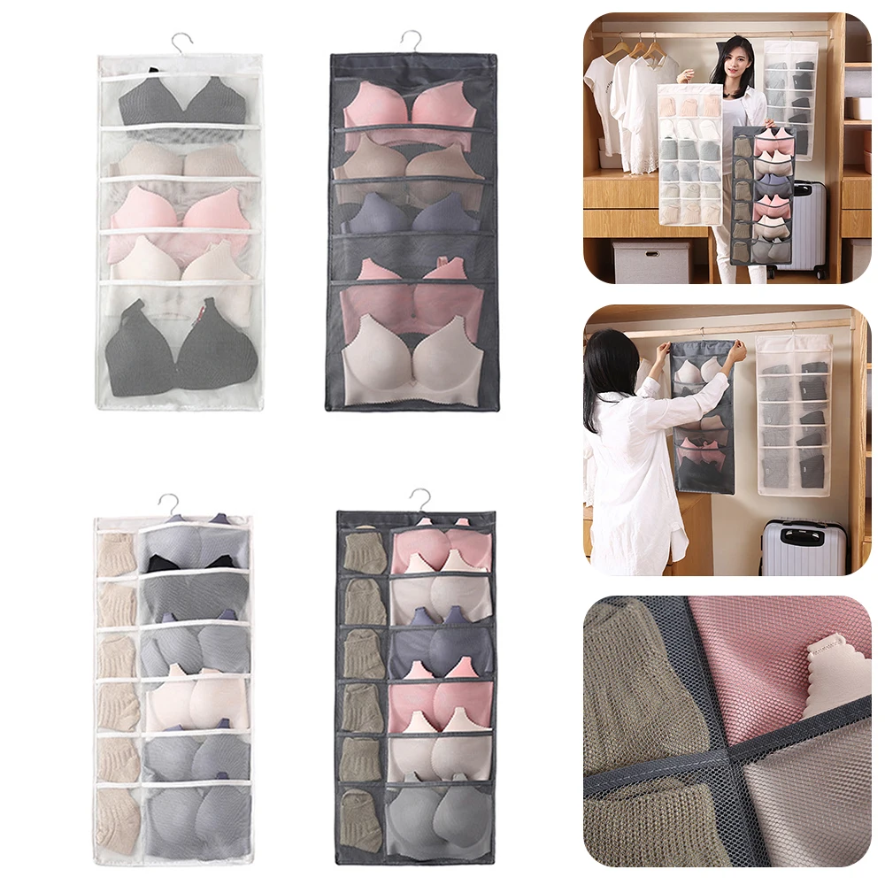 

Wardrobe closet bedroom storage Reticulate Hanging Underwear Organizer For Wardrobe Closet Storage Bag Door Wall Bra Sundry Bag