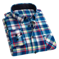 aoliwen brand men 100 cotton flannel cversized plaid long sleeve shirts for men button up blouses and shirts 2021 camisa hombre