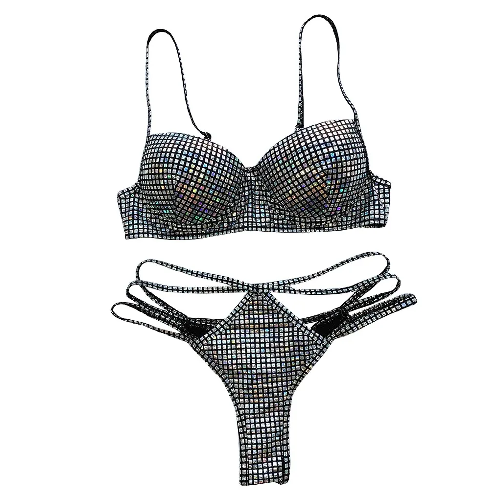 Женский комплект бикини с блестками AUSTNBEM бразильский пляжный купальный костюм