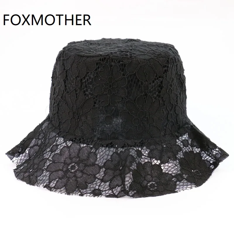 Женская шляпка-ведро FOXMOTHER черно-белая шляпка от солнца с цветочным кружевом лето