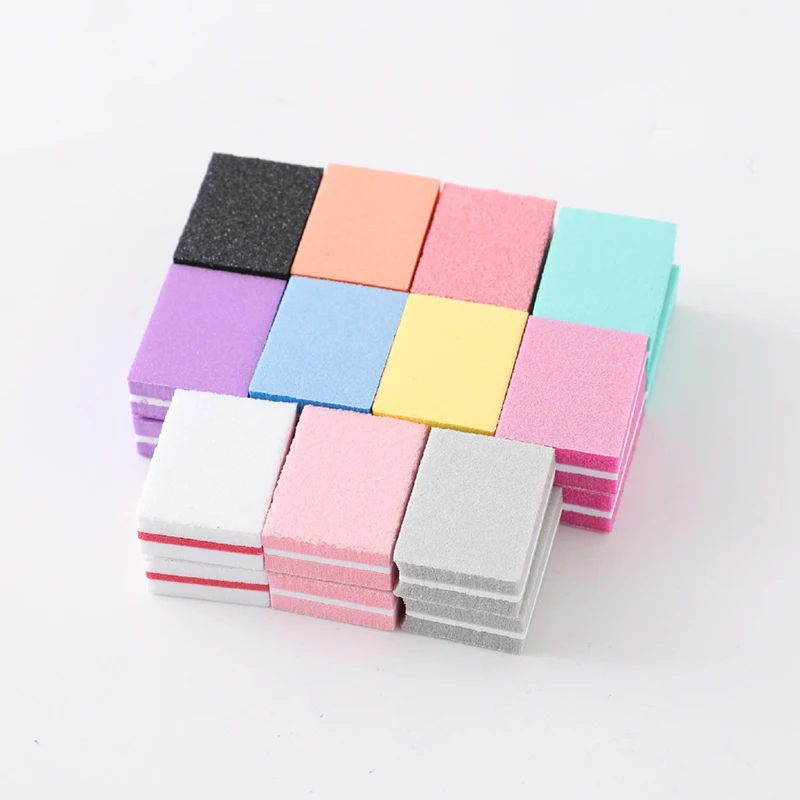 25/50 шт. двусторонних мини-пилок для ногтей цветная губка профессиональный буфер