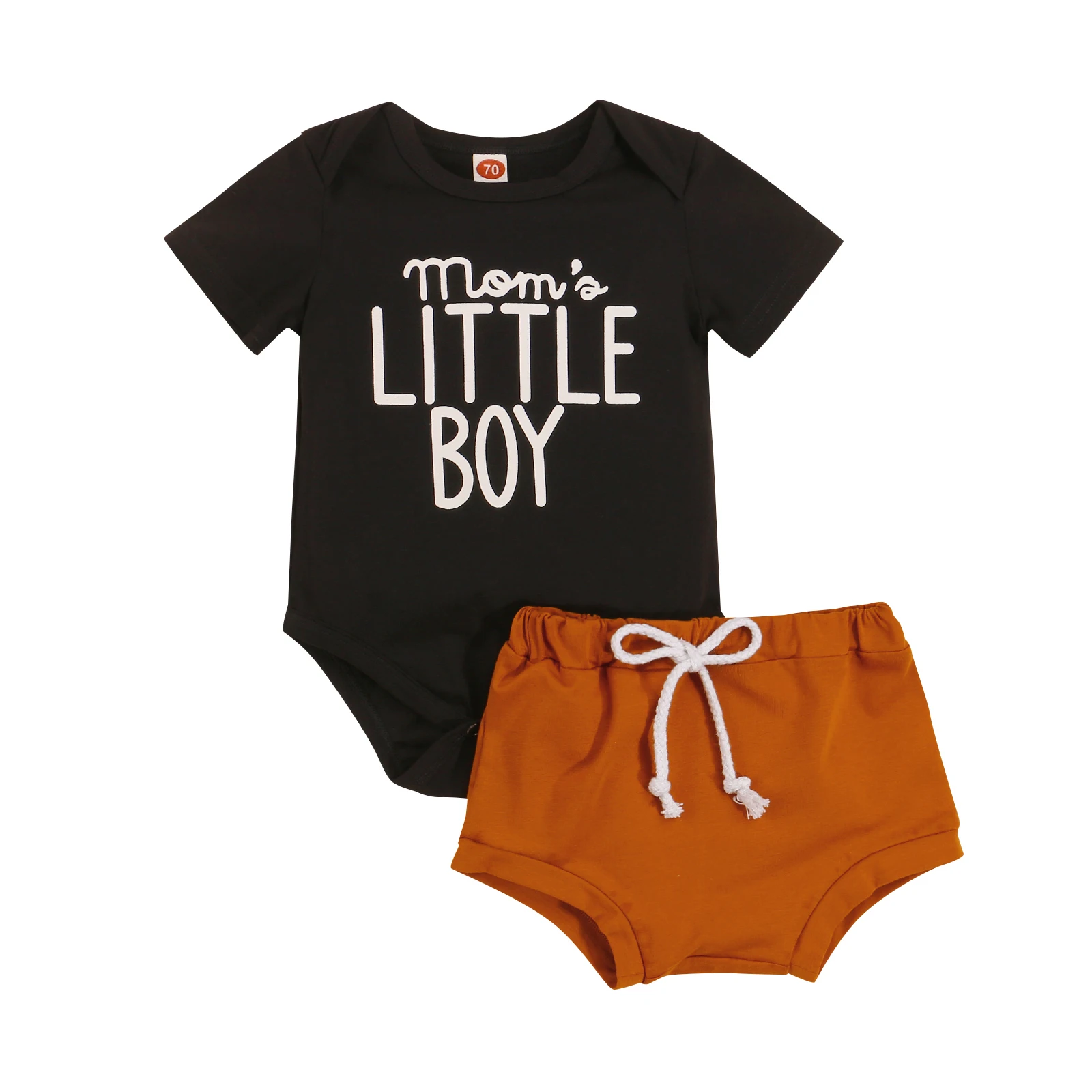 

2021 Summer Casual Baby Boys Clothes Set Letter Print Short Sleeve O-neck Romper Top + Solid Color Drawstring Short Pants