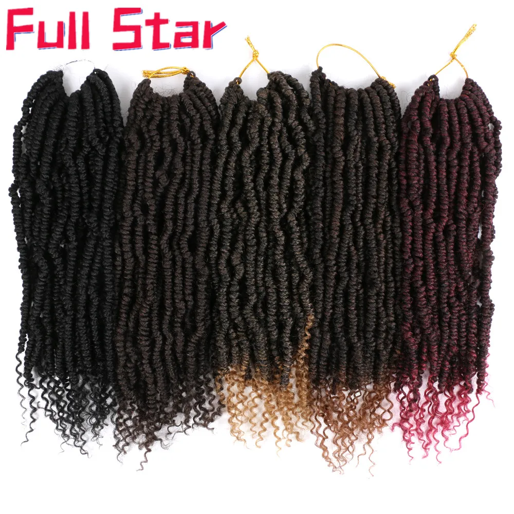 

Full Star Passion Spring Twists Synthetic Bomb Twist Crochet Hair Extension Ombre Crochet Braids Pre looped Fluffy Braiding Hair