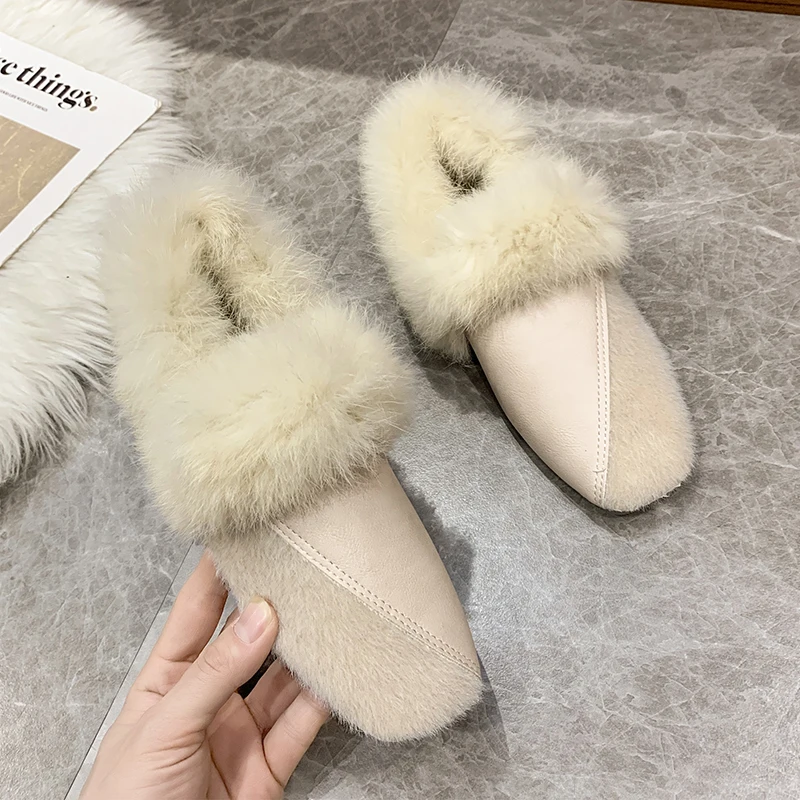 

Fur Warm Chelsea Boots Women Shoes 2022 New Winter Ankle Flats Snow Boots Luxury Brand Fashion Boots Plush Shallow Mujer Zapatos