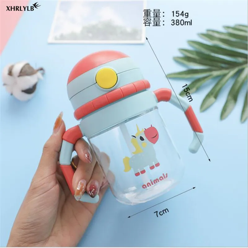 Детская пластиковая кружка XHRLYLB с ручкой креативная единорогом для питьевой воды