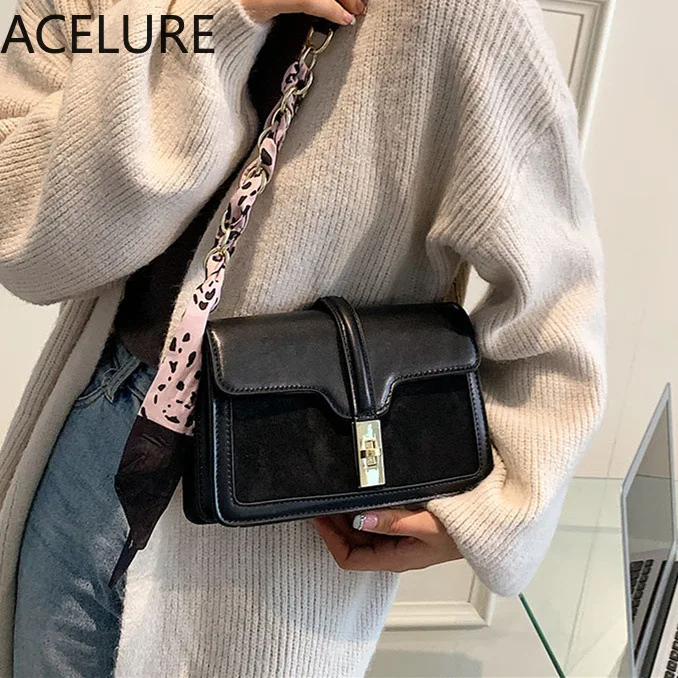 

ACELURE осенне-зимняя стильная маленькая сумка-мессенджер на плечо, винтажная модная женская сумка-седло, женская сумка-кошелек на цепочке