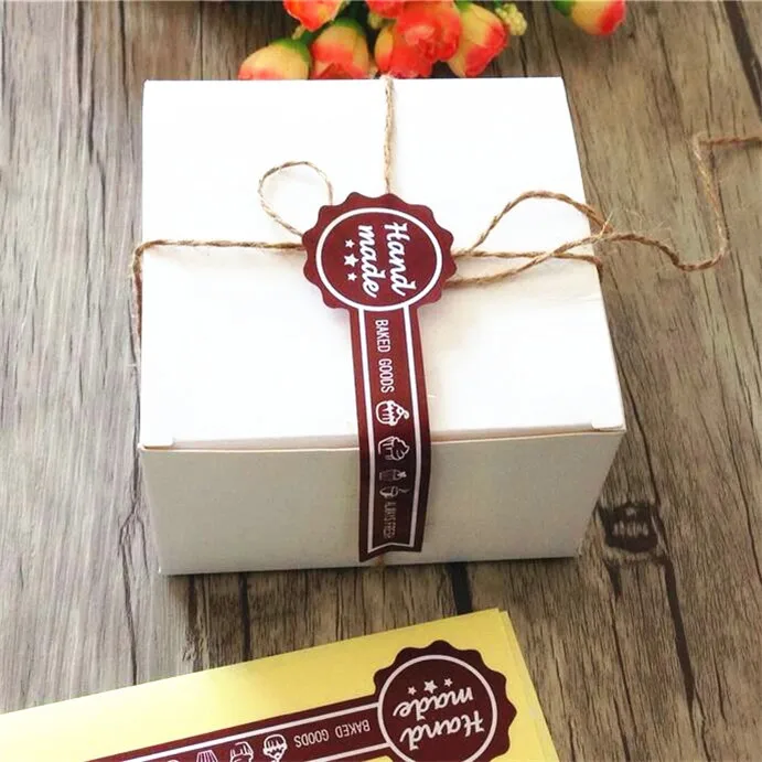 60 шт. Длинные Стиль "HAND MADE" всегда свежая крафт-бумага для выпечки Уплотнительная наклейка Винтаж DIY подарки отправлено Выпекать посылка этикетка