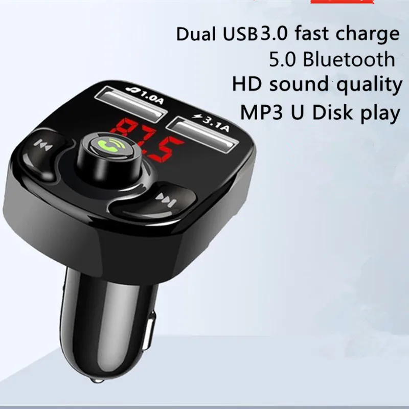 

Dual USB Fast Charging for Phone Car Charger Adapter for Cigarette Lighter 5.0 Bluetooth FM Transmitter U Disk MP3 Music Player