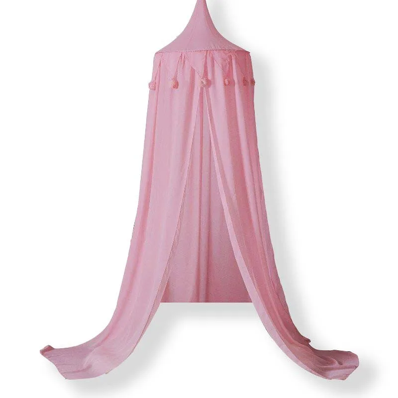 

Northern Europea New Style Handmade Furry Ball Kid's Tent Bed Curtain Dreamy Babies' Mosquito Net Home Decoration Four Colors