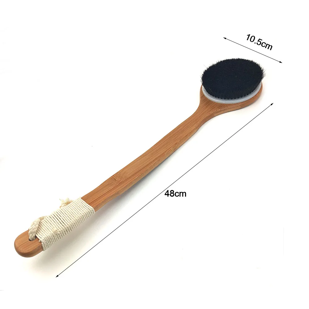 

Bath Brush Natural bristle Massage Bath Brush Body massage SPA Dry Brush Exfoliating Long Handle Wood Body Shower Brush D40