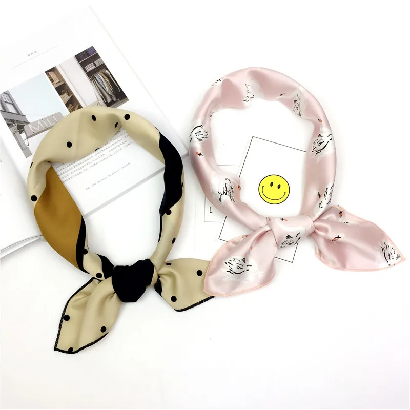 

Новинка весна-осень 70 корейский маленький квадратный шарф шелковый шарф женский универсальный модный профессиональный банковский шарф по...