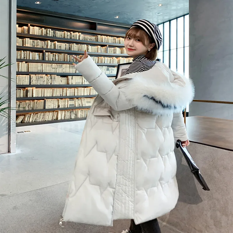 Женская парка с большим меховым воротником длинная велюровая капюшоном на