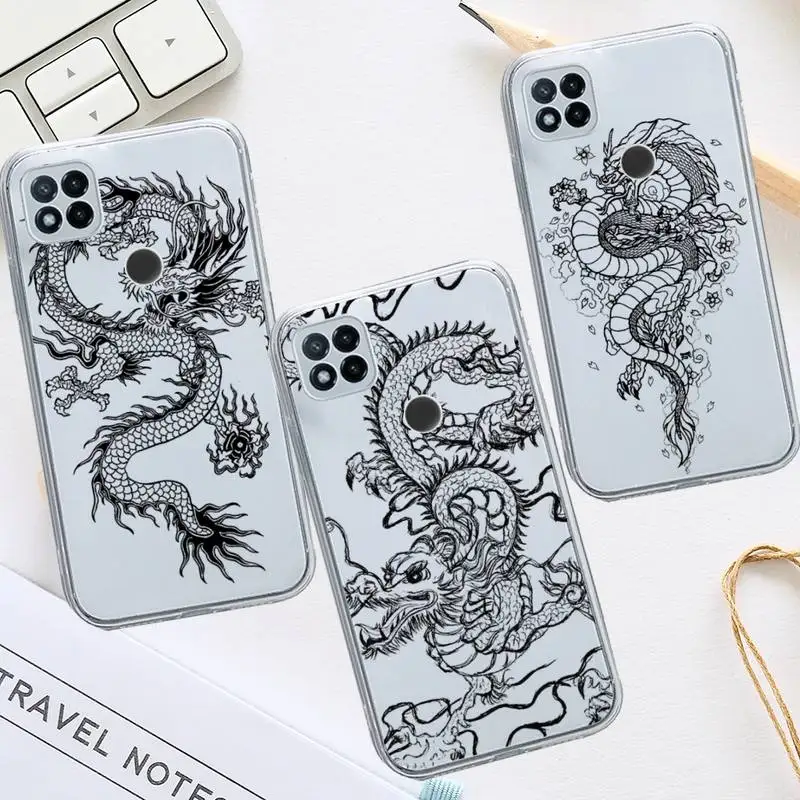 

Dragon black line chinese style Phone Case Transparent for Xiaomi redmi note 8 9 10 11 t lite pro ultra mix 4 k40