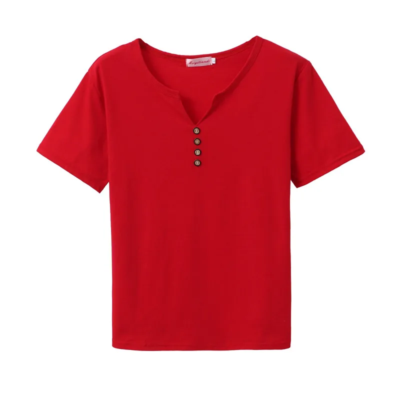 2021 Summer New Arrival Solid Color V-Neck Minimalism Casual All Matched Short Sleeves Women T-shirt | Женская одежда