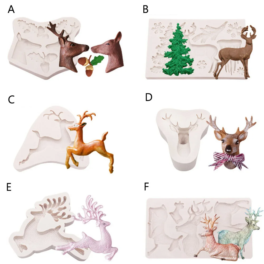 Силиконовая Рождественская елка олень снеговик снежинка сосновый конус резак