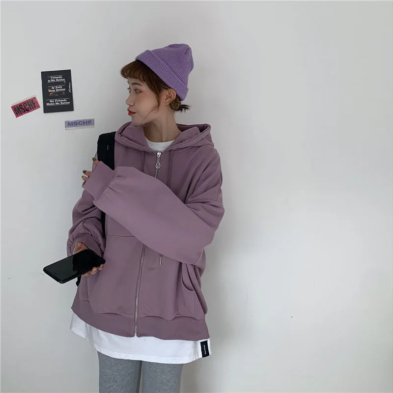 

Cardigan Hoodie Women's New Loose Hooded Zipper Popular Long Sleeve Jacket
