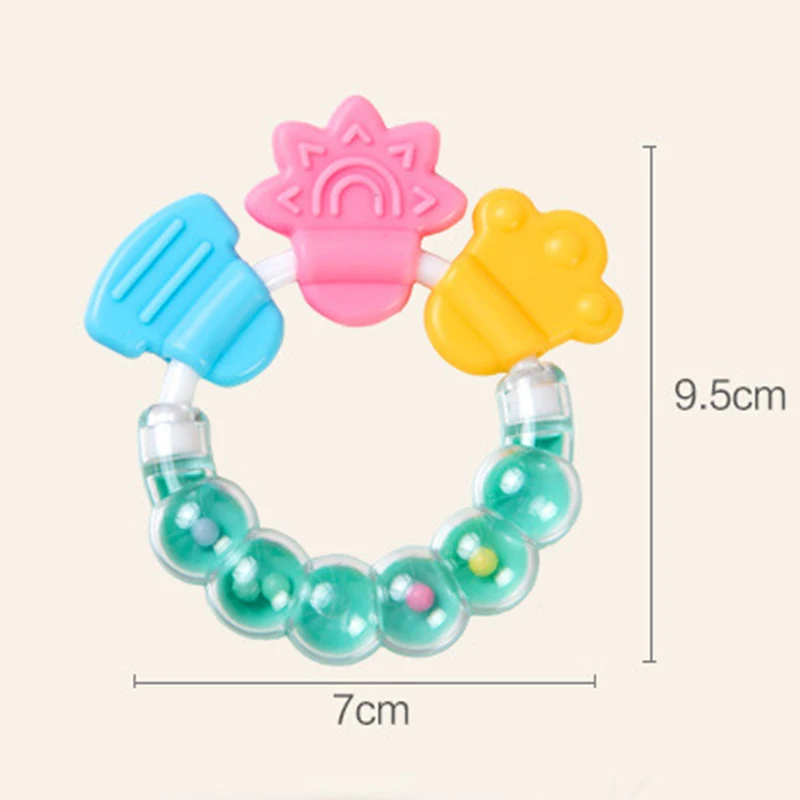 

Baby Teether Educational Toy Chew Teeth Ring Biting Baby Rattle Toy Bed Bell Silicone Handbell Jingle Birthday Gifts