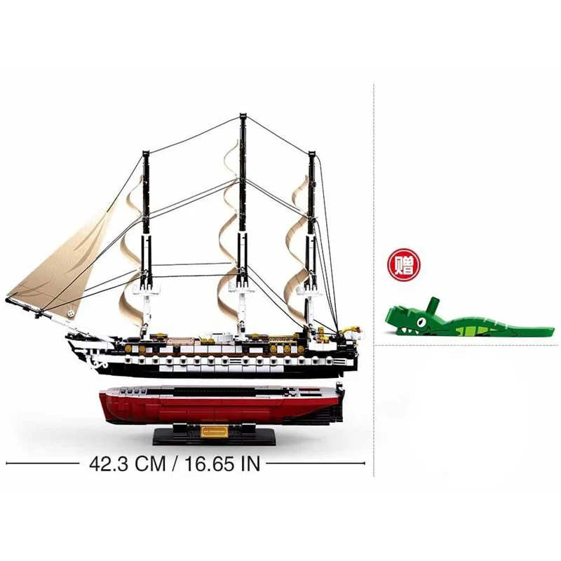 

New Sluban M38-B0836 Building Block Military Pirate Frigate USS Constitution Cruser Ship Bricks Toy Educational Gifts for Kids