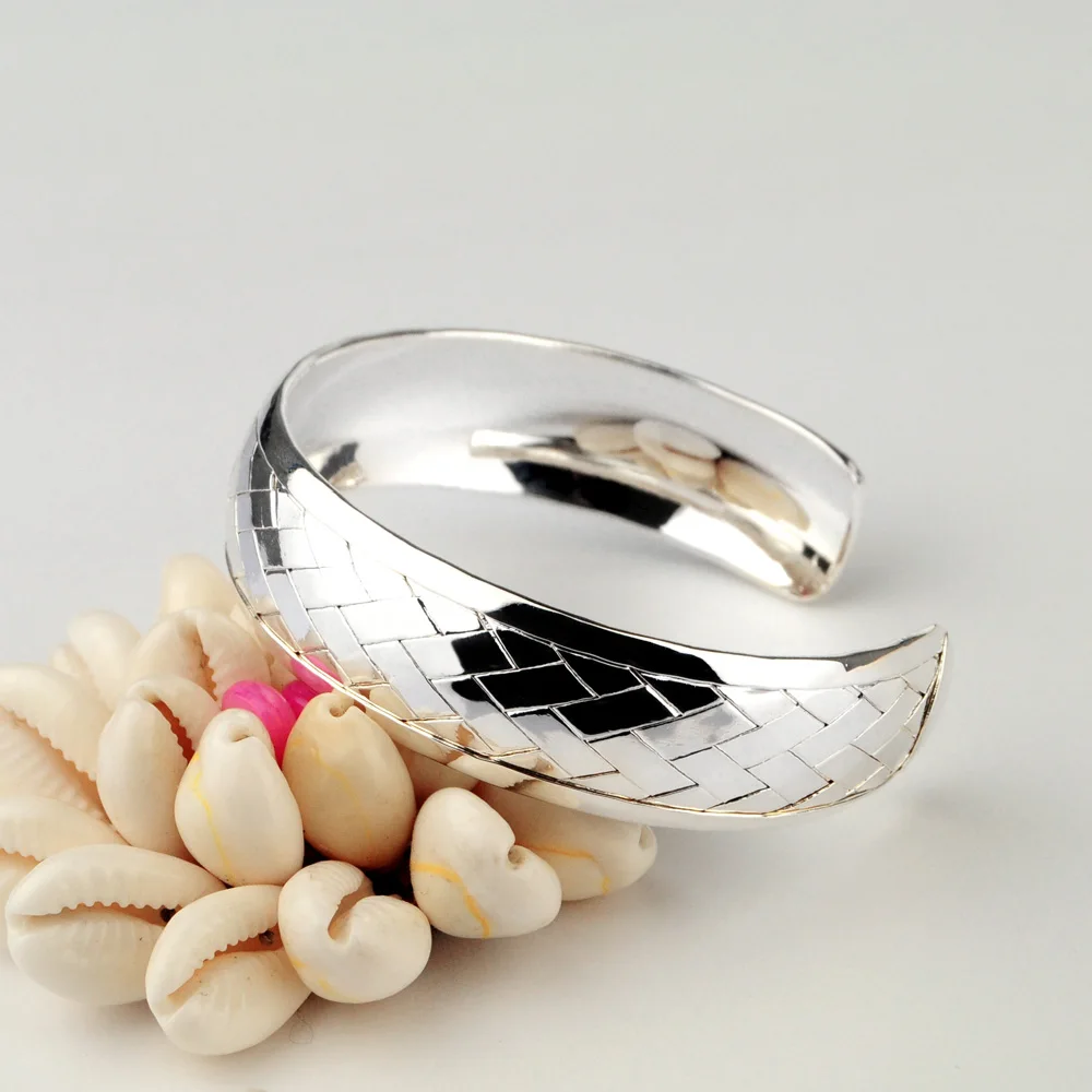 Женские 925 стерлингового серебра браслет 15 мм Сплошной Серебряный ювелирный c